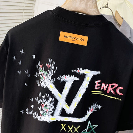 LV T-SHIRT BLACK MIX COLORFUL COTTON 239607