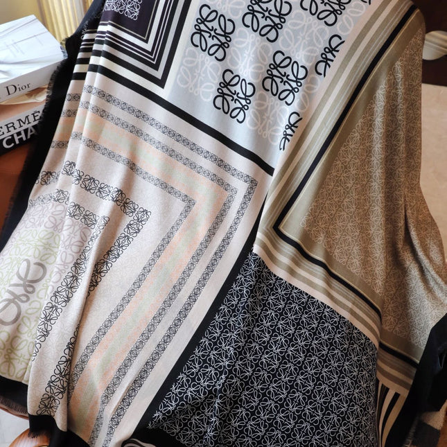 ANAGRAM SQUARE 140 CM SCARF IN COLORFUL SILK AND CASHMERE 413599