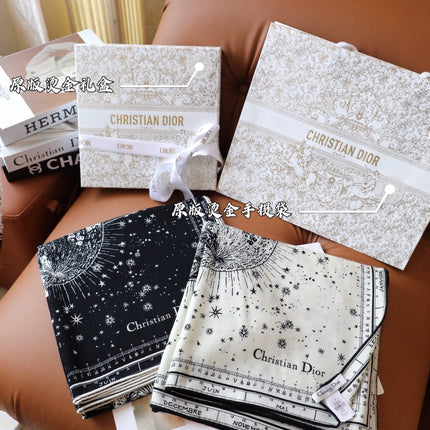SQUARE SCARF 140 CM IN WHITE MIX BLACK MONOGRAM SILK 393135