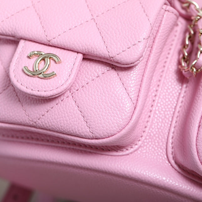 CHANEL 25S BACKPACK 21 CM IN LIGHT PINK LAMBSKIN