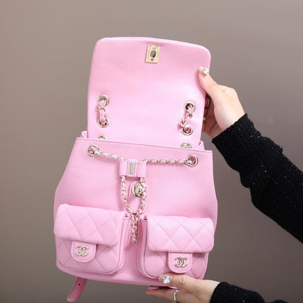 CHANEL 25S BACKPACK 21 CM IN LIGHT PINK LAMBSKIN