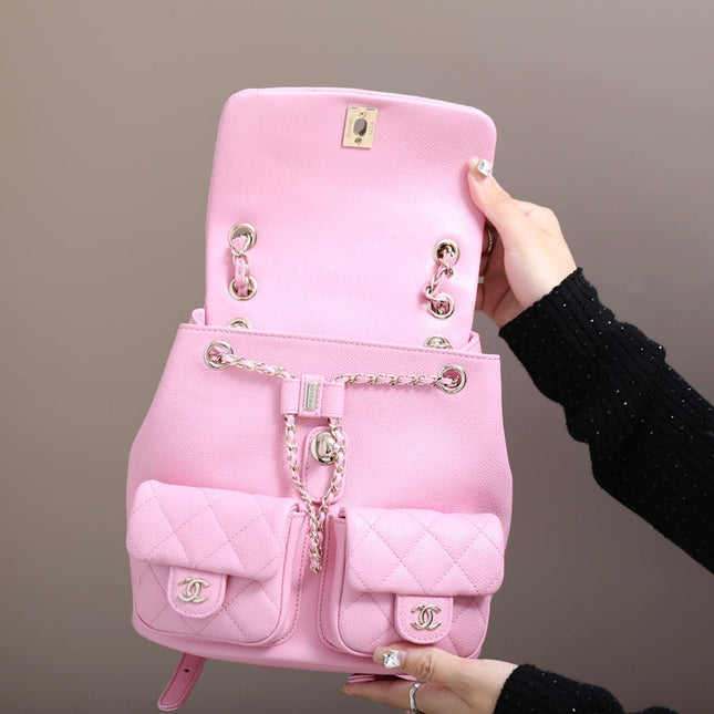 CHANEL 25S BACKPACK 21 CM IN LIGHT PINK LAMBSKIN