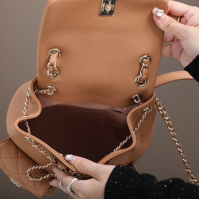 CHANEL 25S BACKPACK 21 CM IN LIGHT BROWN LAMBSKIN