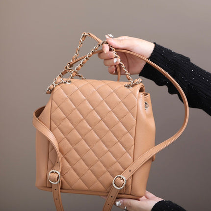 CHANEL 25S BACKPACK 21 CM IN LIGHT BROWN LAMBSKIN
