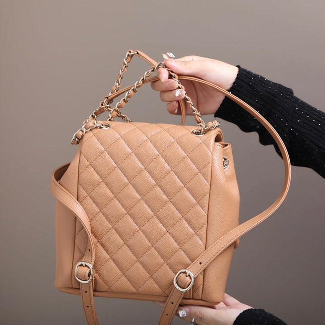 CHANEL 25S BACKPACK 21 CM IN LIGHT BROWN LAMBSKIN