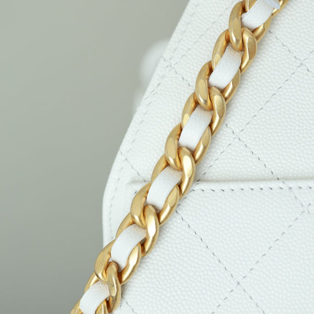 CHANEL 25S HOBO BAG 30 CM IN WHITE LAMBSKIN WITH GOLD HARDWARE