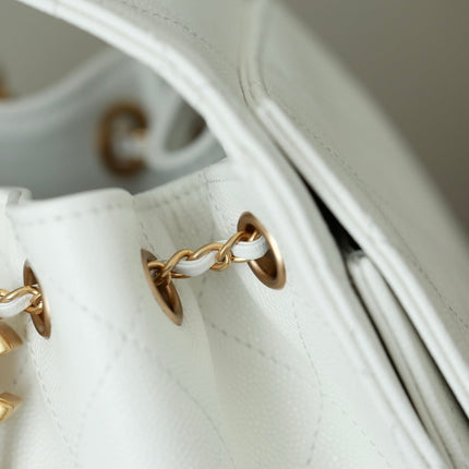 CHANEL 25S HOBO BAG 30 CM IN WHITE LAMBSKIN WITH GOLD HARDWARE