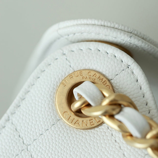 CHANEL 25S HOBO BAG 30 CM IN WHITE LAMBSKIN WITH GOLD HARDWARE
