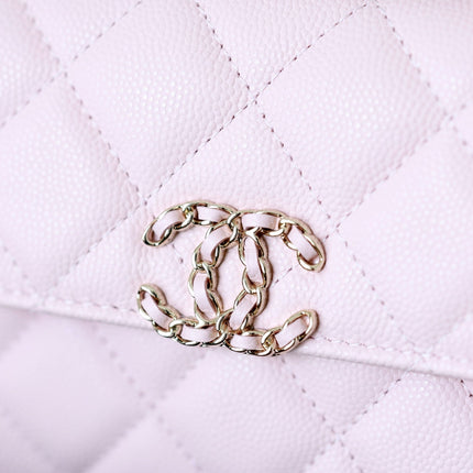 CHANEL 25S KELLY IN PASTEL PINK LAMBSKIN WITH GOLD HARDWARE