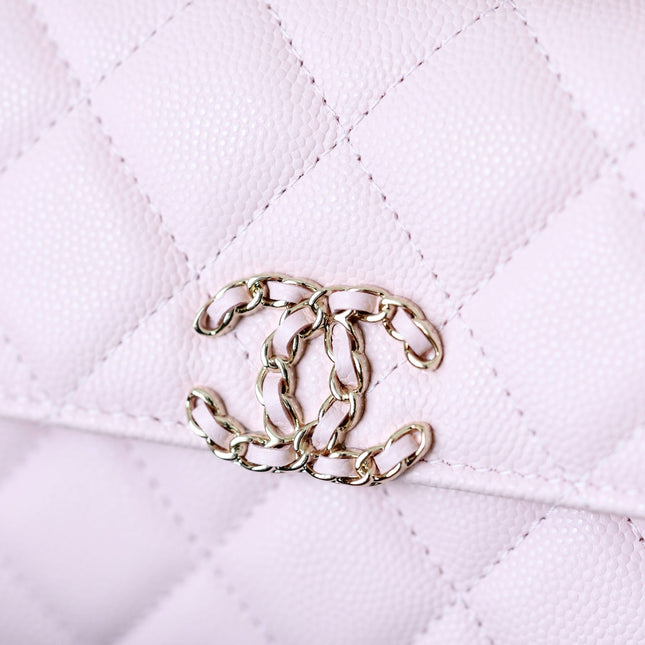 CHANEL 25S KELLY IN PASTEL PINK LAMBSKIN WITH GOLD HARDWARE