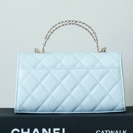 CHANEL 25S KELLY IN PASTEL BLUE LAMBSKIN WITH SILVER HARDWARE