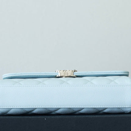 CHANEL 25S KELLY IN PASTEL BLUE LAMBSKIN WITH SILVER HARDWARE