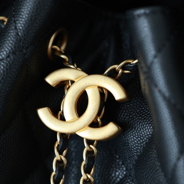 CHANEL 25S HOBO BAG 40 CM IN BLACK LAMBSKIN WITH GOLD HARDWARE