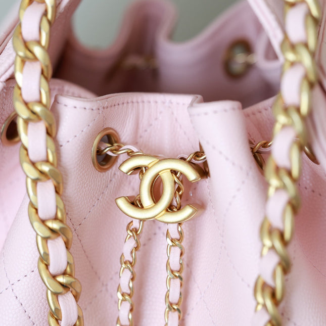 CHANEL 25S HOBO BAG 30 CM IN LIGHT PINK LAMBSKIN WITH GOLD HARDWARE