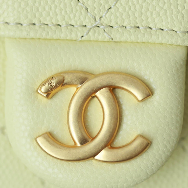 CHANEL 25S HOBO BAG 30 CM IN PASTEL YELLOW LAMBSKIN WITH GOLD HARDWARE
