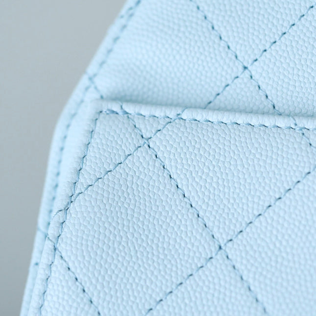 CHANEL 25S HOBO BAG 30 CM IN PASTEL BLUE LAMBSKIN WITH GOLD HARDWARE