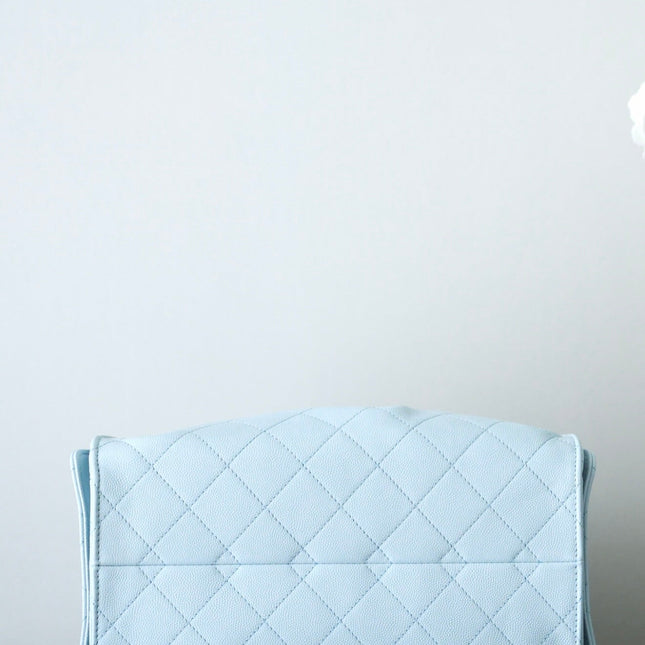 CHANEL 25S HOBO BAG 30 CM IN PASTEL BLUE LAMBSKIN WITH GOLD HARDWARE