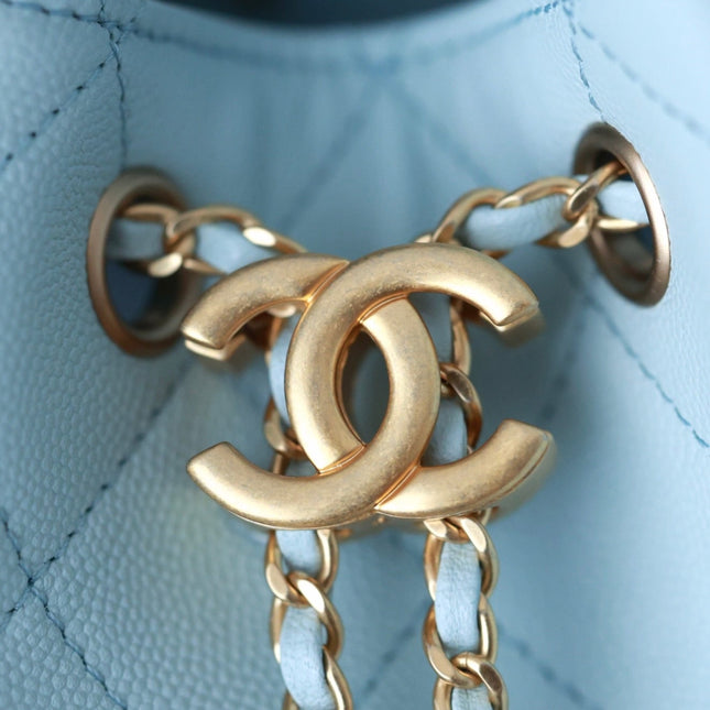 CHANEL 25S HOBO BAG 30 CM IN PASTEL BLUE LAMBSKIN WITH GOLD HARDWARE