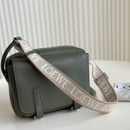 XS MILITARY MESSENGER 23 BAG IN DARK KHAKI GREEN CALFSKIN