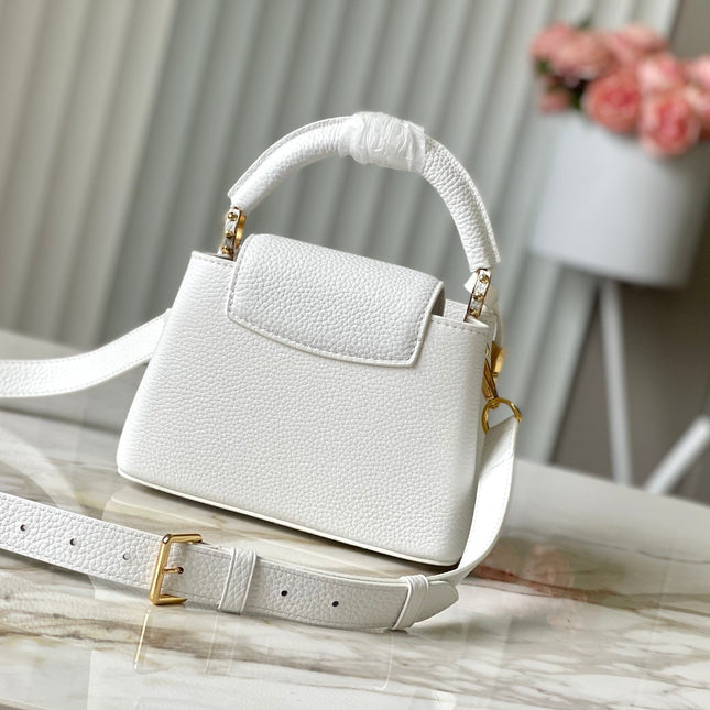 CAPUCINES MINI 21 IN WHITE TAURILLON GOLD HARDWARE
