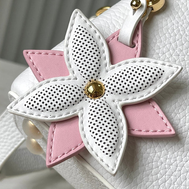 CAPUCINES MINI 21 IN WHITE TAURILLON GOLD HARDWARE