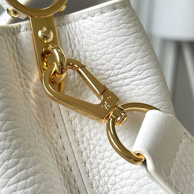 CAPUCINES MINI 21 IN WHITE TAURILLON GOLD HARDWARE