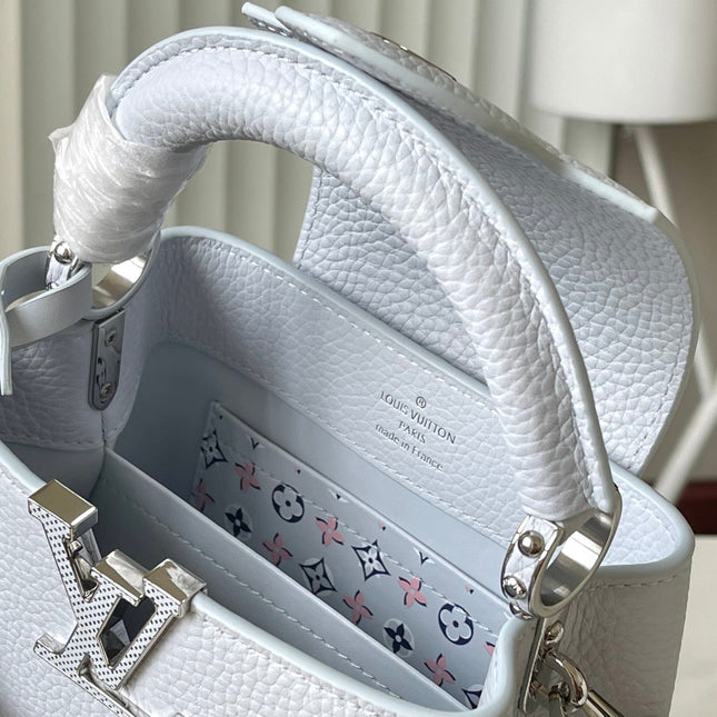 CAPUCINES MINI 21 IN CHROME GRAY TAURILLON SILVER HARDWARE