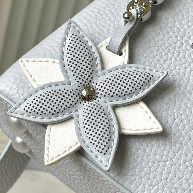CAPUCINES MINI 21 IN CHROME GRAY TAURILLON SILVER HARDWARE