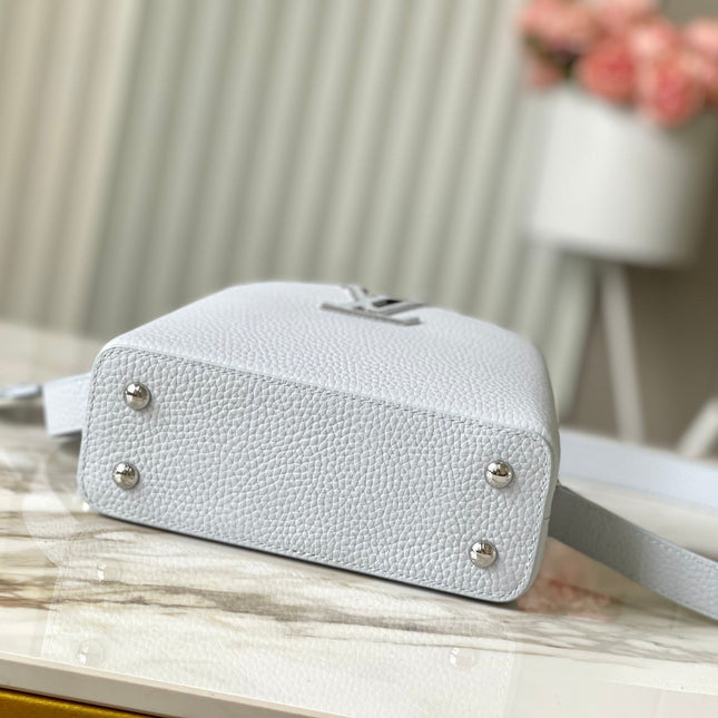 CAPUCINES MINI 21 IN CHROME GRAY TAURILLON SILVER HARDWARE