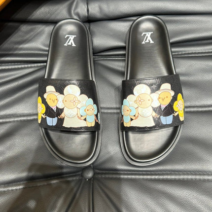 LV SLIPPERS IN BLACK MONOGRAM CALFSKIN