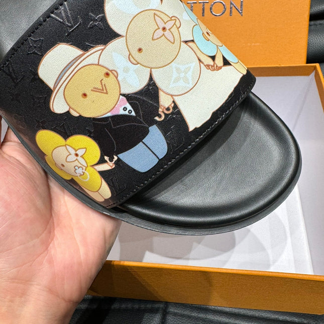 LV SLIPPERS IN BLACK MONOGRAM CALFSKIN