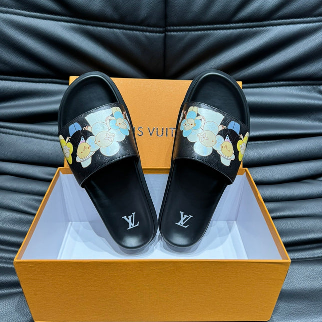 LV SLIPPERS IN BLACK MONOGRAM CALFSKIN