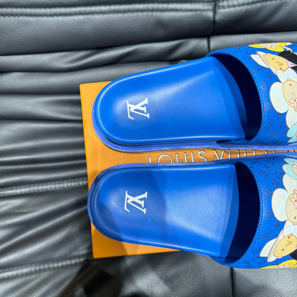 LV SLIPPERS IN COBALT BLUE MONOGRAM CALFSKIN