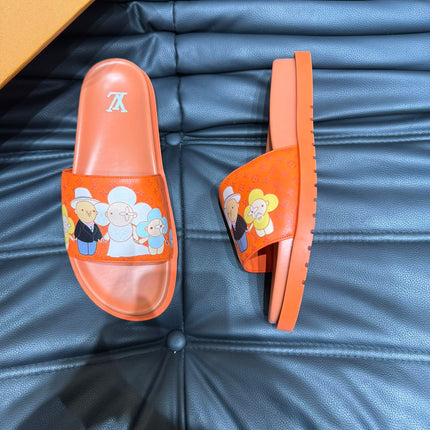 LV SLIPPERS IN CARROT ORANGE MONOGRAM CALFSKIN