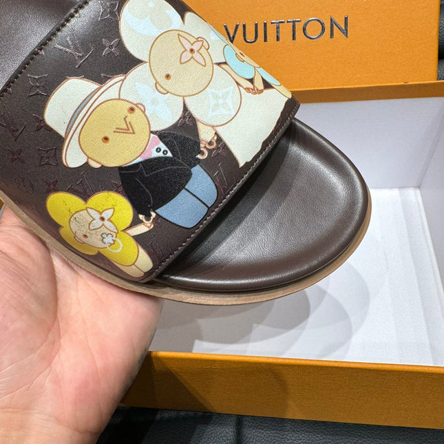 LV SLIPPERS IN CHOCOLATE BROWN MONOGRAM CALFSKIN