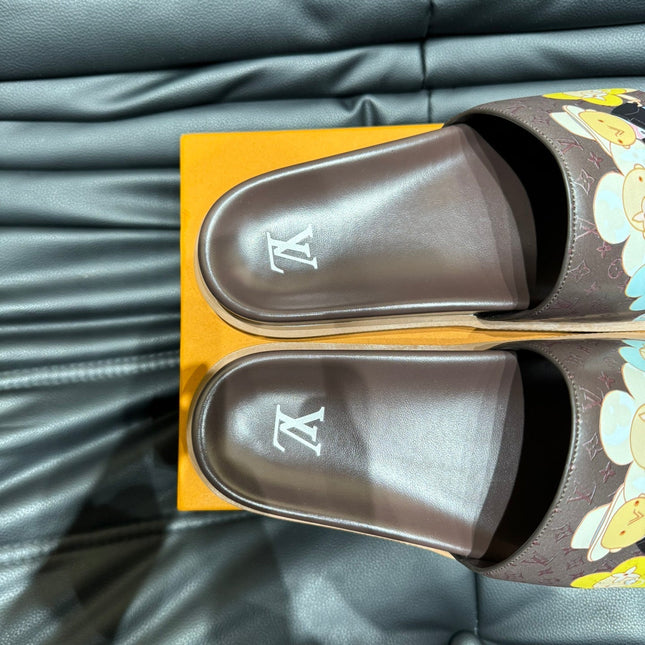 LV SLIPPERS IN CHOCOLATE BROWN MONOGRAM CALFSKIN