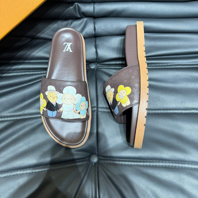 LV SLIPPERS IN CHOCOLATE BROWN MONOGRAM CALFSKIN