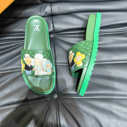 LV SLIPPERS IN SEA GREEN MONOGRAM CALFSKIN