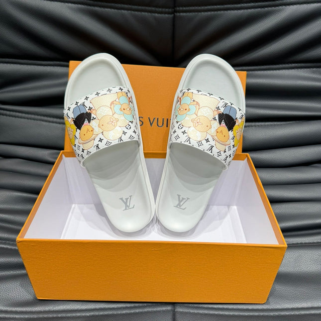 LV SLIPPERS IN WHITE MONOGRAM CALFSKIN