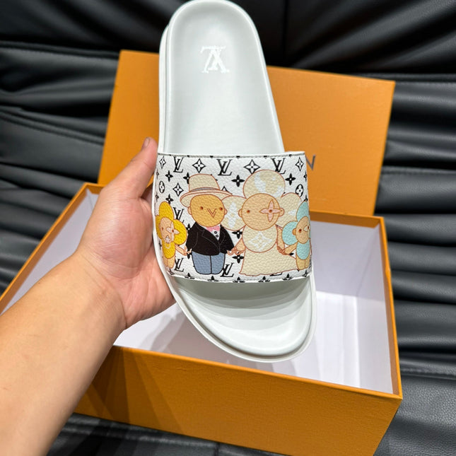 LV SLIPPERS IN WHITE MONOGRAM CALFSKIN