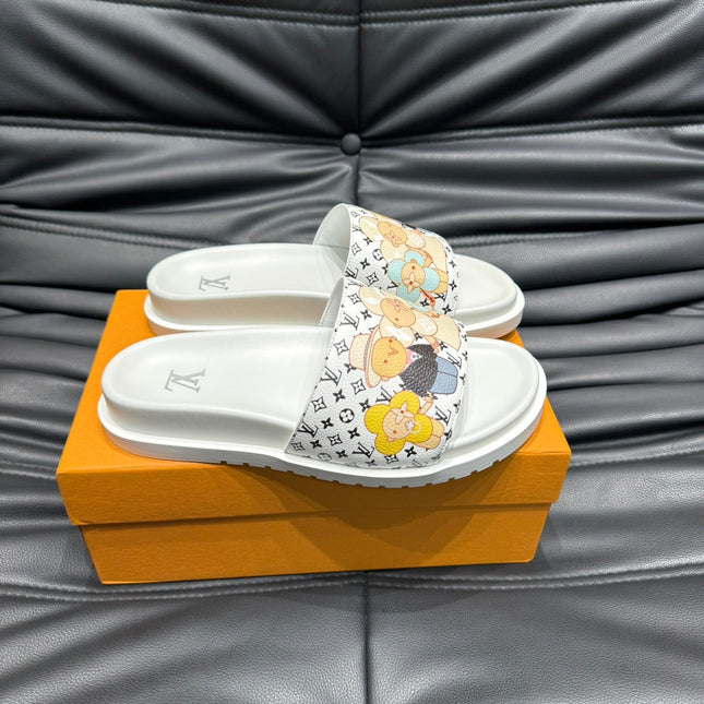 LV SLIPPERS IN WHITE MONOGRAM CALFSKIN