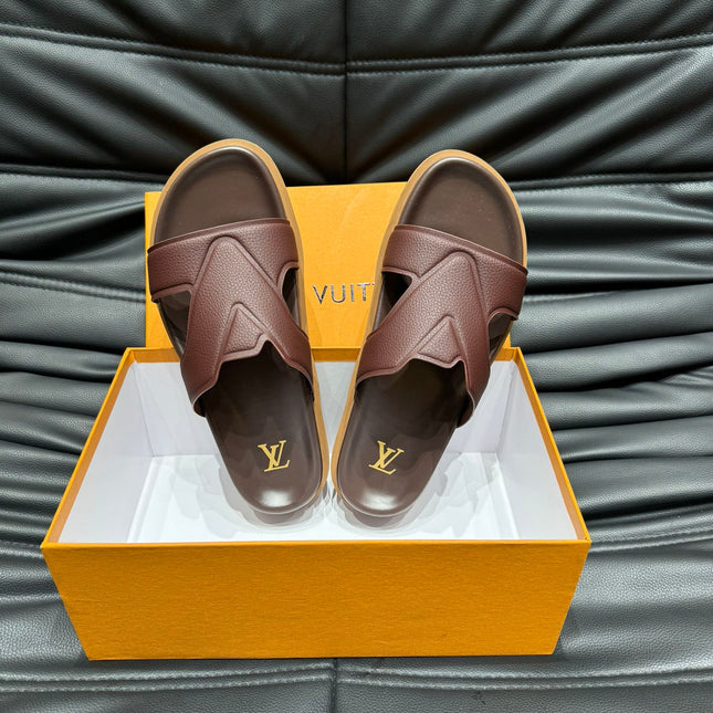 LV OASIS MULE IN CHOCOLATE BROWN CALFSKIN