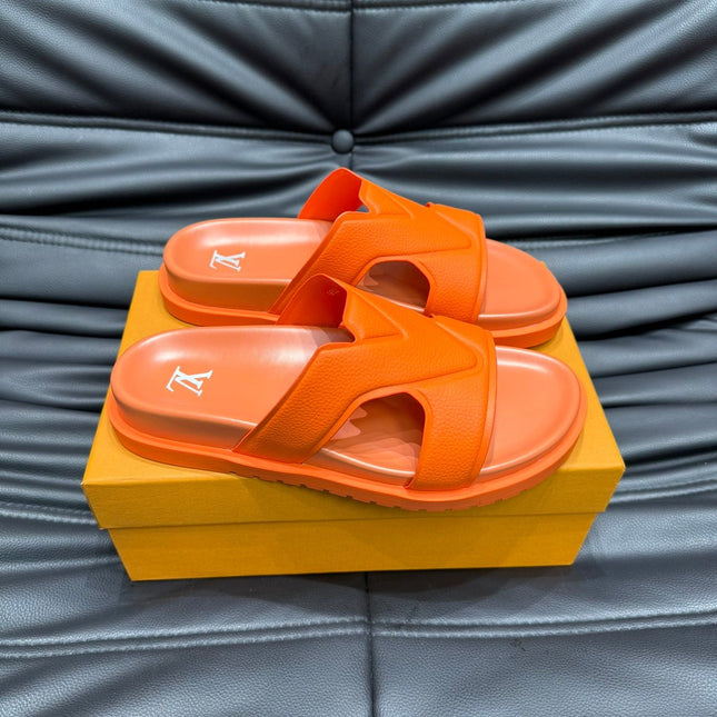 LV OASIS MULE IN CARROT ORANGE CALFSKIN