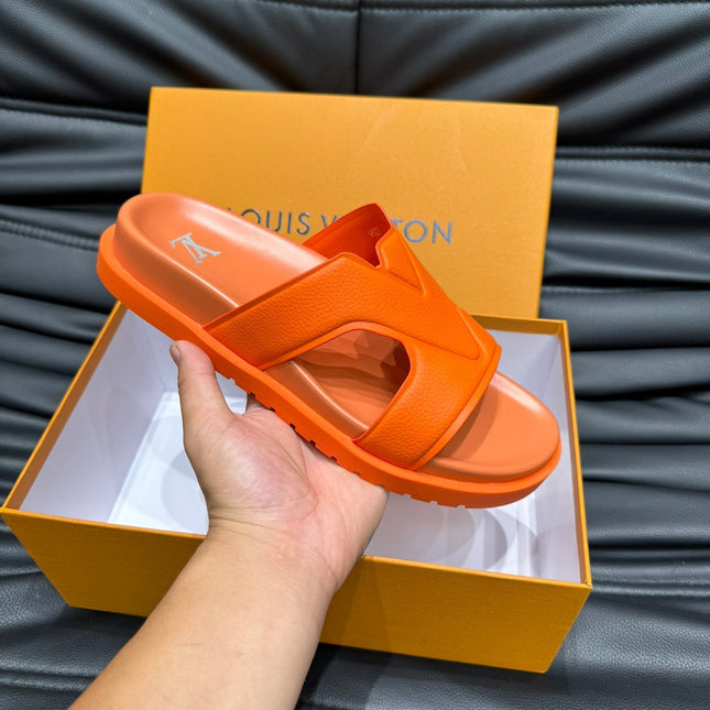 LV OASIS MULE IN CARROT ORANGE CALFSKIN