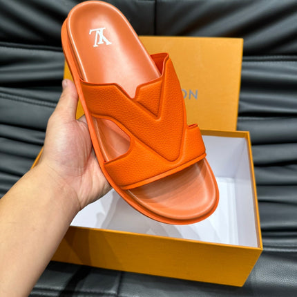 LV OASIS MULE IN CARROT ORANGE CALFSKIN