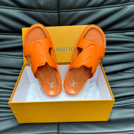 LV OASIS MULE IN CARROT ORANGE CALFSKIN