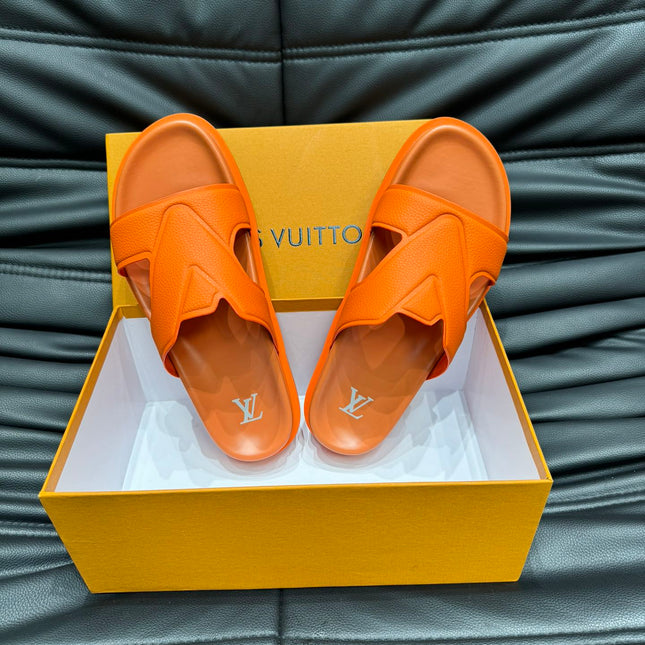 LV OASIS MULE IN CARROT ORANGE CALFSKIN