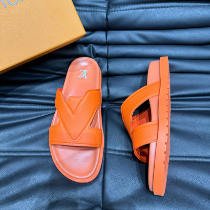 LV OASIS MULE IN CARROT ORANGE CALFSKIN