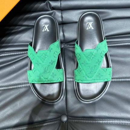LV OASIS MULE IN EMERALD GREEN MONOGRAM JACQUARD