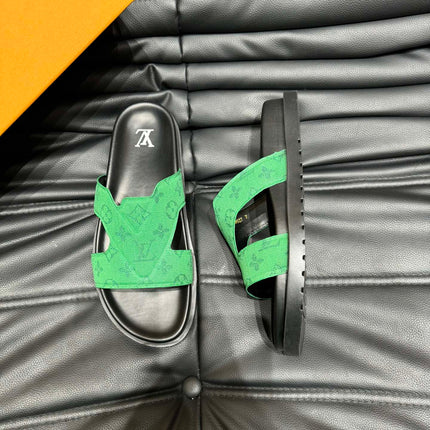 LV OASIS MULE IN EMERALD GREEN MONOGRAM JACQUARD